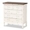 Baxton Studio Levron Traditional Two-Tone Walnut Brown and Antique White Finished Wood 5-Drawer Storage Cabinet 195-11952-ZORO - alternate 5